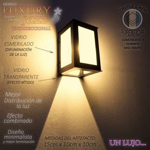 Imagen 4 de 10 de Aplique Pared Exterior Moderno Farol Lampara Led 6w Pack X 7