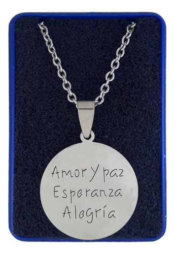 Dije Amor Y Paz Esperanza Alegría + Cadena 50cm + Estuche