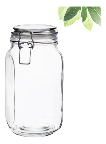 Frasco Recipiente Tapa Clip Tarro Hermetico De Vidrio 2000ml