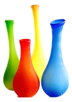 Comprar Cuatro Floreros Cristal Murano Opaco 60s Colores Y Burbujas