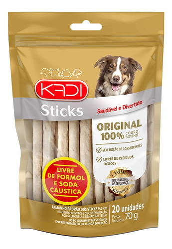 Petisco P/ Cachorro Kadi Sticks De Couro Com 20un