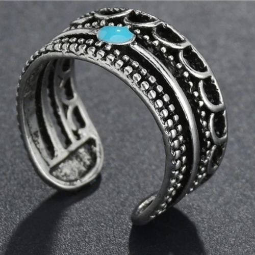 Anillo De Aros Y Piedra, Unitalla Ajustable Unisex, Fantasía