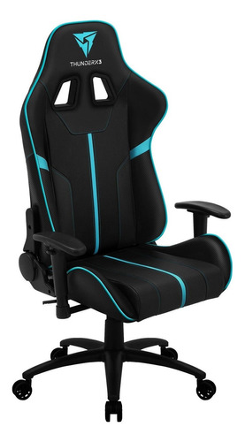 Cadeira de escritório ThunderX3 BC3 gamer ergonômica  preta e ciano