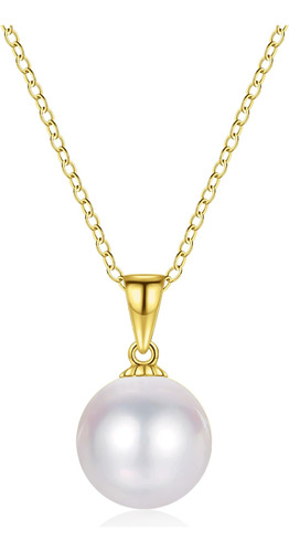 Collar De Perlas De Oro Macizo De 14 Quilates Para Mujer Con