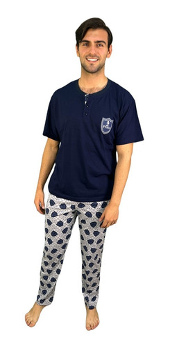 Pijama Caballero Algodón Hpc Polo Mod. P471  Cuadricula 