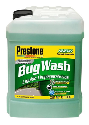 Liquido Limpiaparabrisas Prestone Bug Wash 10 Litros