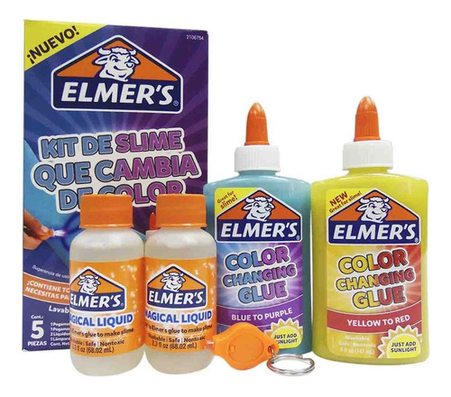 Kit Juego De Hacer Slime Cambia De Color 5 Pzas Niños Elmers