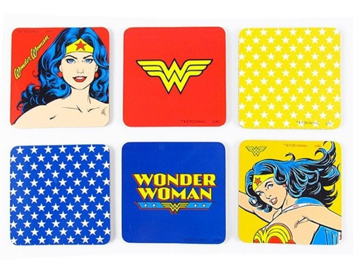 Porta Copos Original Dc Comics Mulher Maravilha Com 6 Peças