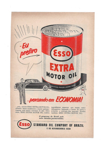 Propaganda Antiga Óleo Esso Extra Motor Oil -março 1952