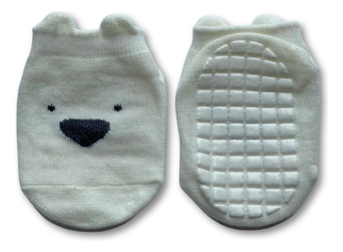 Medias Antideslizantes Bebes.mordisquitos Blanco Oso 6-12 Meses