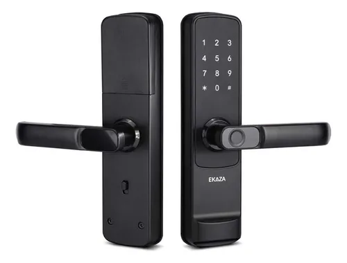 Fechadura Digital Inteligente Senha Cartão Cor Preto Biométrica A...