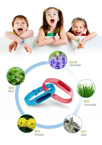 Imagen 2 de 10 de Pack X8 Pulsera Repelente Anti Mosquito Niños Verano