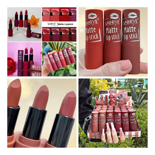 Set 6 Lapices Labiales Efecto Mate Labios Intensos Elegantes