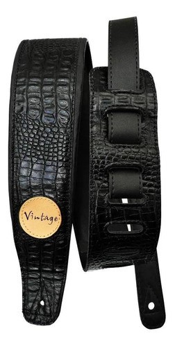 Alça Correia Basso Vt Sl 59 Crocodile Preto Estofado Guitar