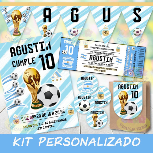 Pack Imprimible Argentina Campeón Mundial Personalizado