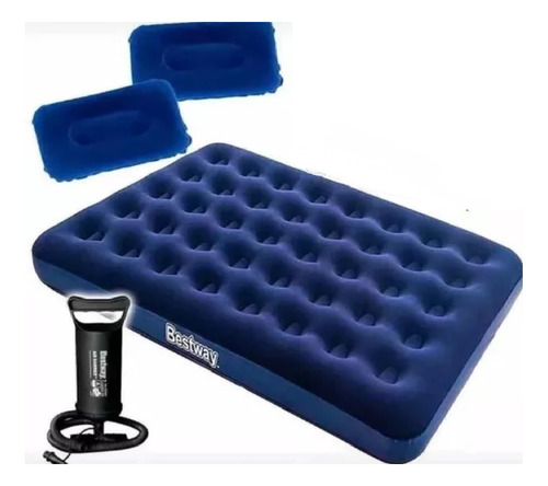 Colchón Inflable Queen Con Almohadas Y Bomba