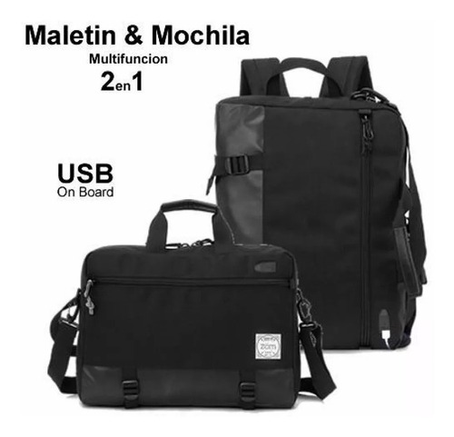 Mochila Maletin Impermeable Notebook 15,6 Zom Zm-341bk Usb