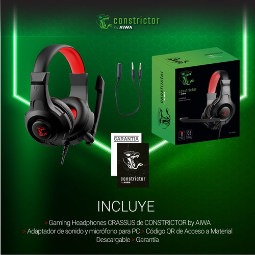 Imagen 5 de 7 de Auricular Gamer Aiwa Constrictor Led Con Mic