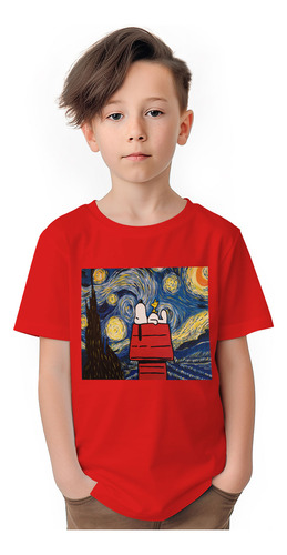 Polera Niños Snoopy Van Gogh Noche Peanuts 100% Algodon Wiwi