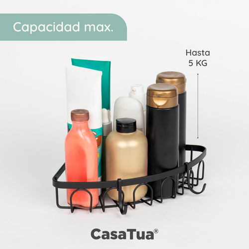 Esquinero Organizador Ducha Baño Adhesivo Set 2 Inoxidable Black