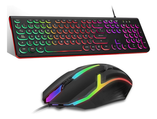 Kit Teclado Mecanico Rgb Español Por Juegos Pc Multimedia