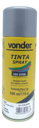 Tinta Spray Alumínio Brilhante 200ml Vonder 6250200040