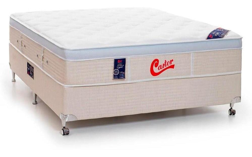 Cama Box+ Colchão Castor Casal Vitagel Euro One Face 138x188