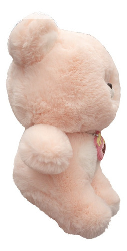 Osito De Peluche Tierno Y Suave Detalle Collar Honey 22cm Color Rosa