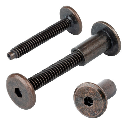 Tornillo Conector Tuerca Union Muebles Bronce 4cm 1/4 100pzs