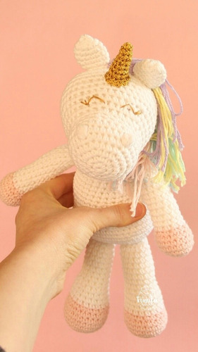 Unicornio Amigurumi - Muñeco De Apego - Tejido Al Crochet