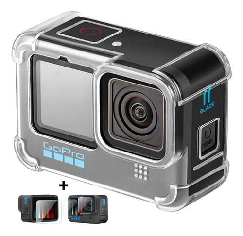 Imagen 1 de 8 de Kit Gopro 11 Case Antishock Tpu + Protectores Pantalla