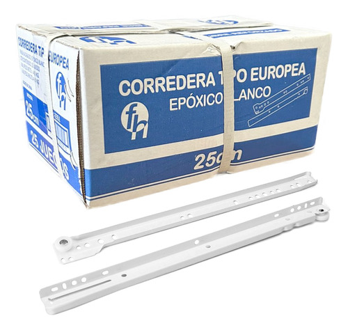 Corredera Blanca 25cm Pintura Epoxica Para Cajon 25 Juegos