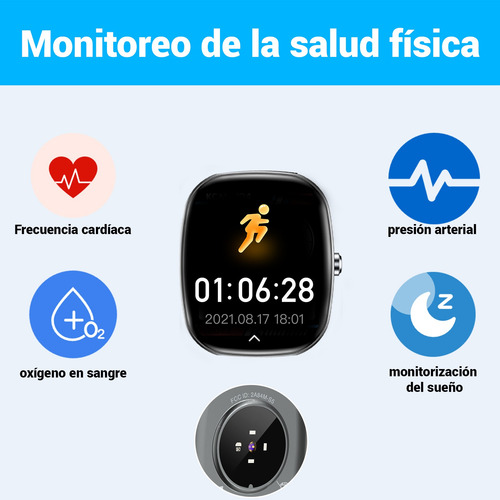 Reloj Inteligente Smart Watch Bluetooth,para Hombre Y Mujer - Monitor Cardiaco, 100+ Modos Deportivos, Alarma De Sueño Y Notificaciones Push