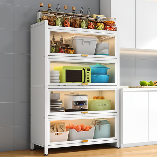 Estante Organizador Microondas 5 Niveles Cocina Con Ruedas Blanco