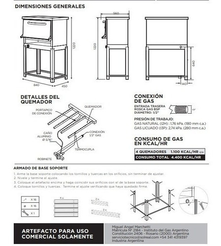 Imagen 4 de 4 de Horno Pizzero 6 Moldes Gauchito Acero Inox Sol Real