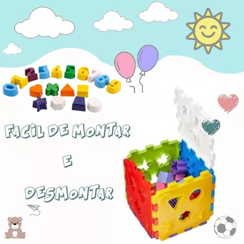 Cubo Didático Jogo De Encaixe As Peças Crianças Bebe 1 Ano - Kendy - CP