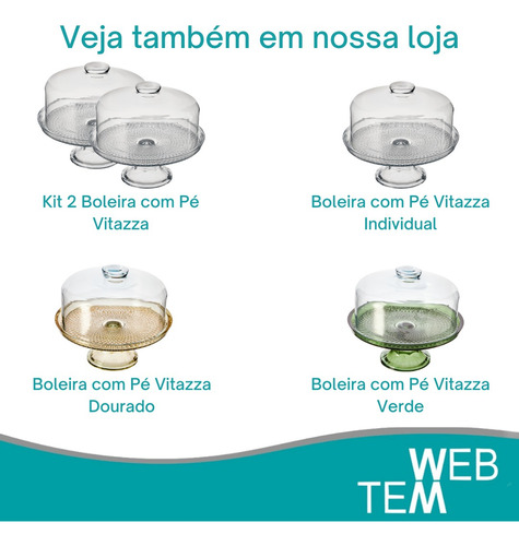 Kit 2 Boleiras Com Pé E Tampa De Vidro Vermelha Vitazza Bolo