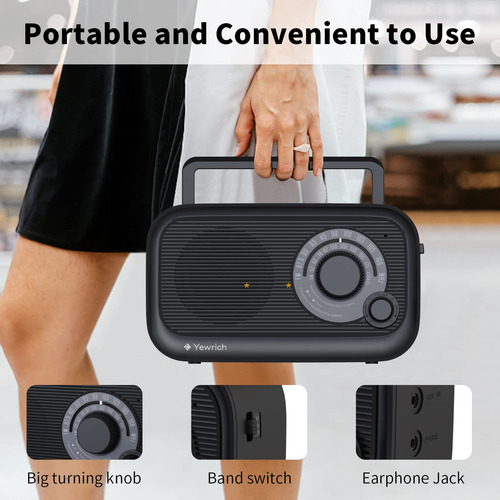 Radio Portátil Am Fm Bluetooth Con Gran Recepción Y Dsp