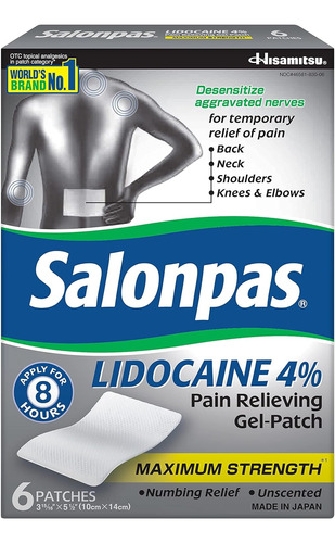 Salonpas 6 Parches De Gel Para Alivio De Dolor Extra Fuerte