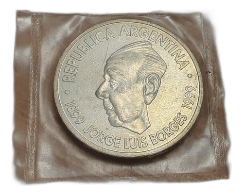 Moneda Conmemorativa De Jorge Luis Borges 2 Pesos Año 1999