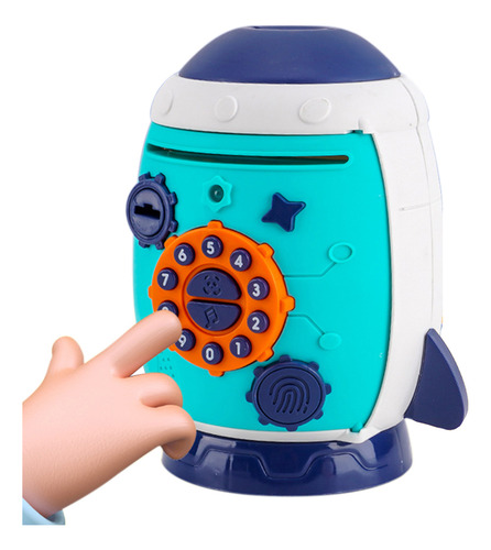 Alcancia electrónica juguete caja hucha cohete para infantil azul CM-TOP