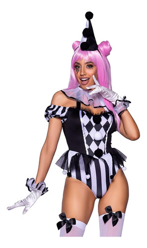 Leg Women S 4 Captivating Circus Clown With Crotch Bodysuit