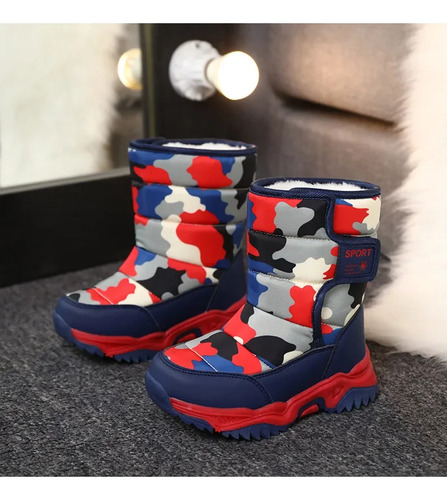 Botas De Nieve De Camuflaje Impermeables Cálidas Para Invier