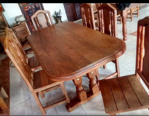 Mesa De Algarrobo 1;80 Mts Con 6 Sillas