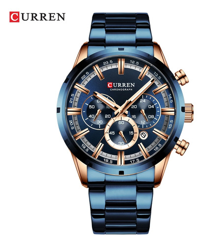 Reloj Curren 8355 Hombre Acero Azul Elegante