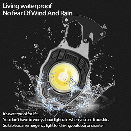 Linterna Led Llavero 18 En 1 Supervivencia Multifuncion Blanco Negro/metal