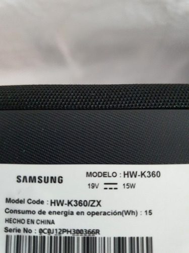 Barra De Sonido Con Subwoofer Samsung Hw K360 Funcionando (Usado)