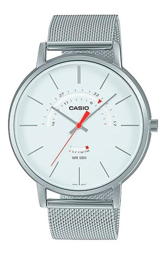 Reloj Casio Mtp-b105m-7avdf Hombre 100% Original Color De La Correa Plata Color Del Bisel Blanco Color Del Fondo Blanco