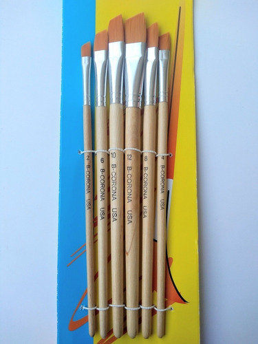 Pincel Set X6 Pinceles Mango De Madera Para Acuarela Tempera