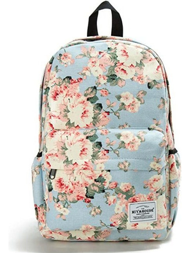 Mochila Mujer Linda Floral Escuela Casual Viajes